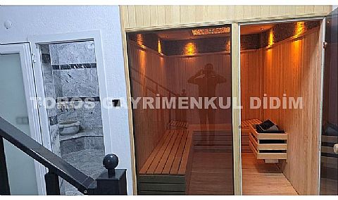 Didim hisarda satılık saunalı  hamamlı villa